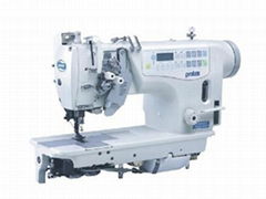 Double needle with split needle bar lockstitch sewing machine