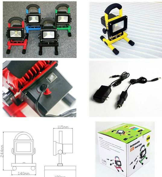 10W rechargeable led flood light,AC220V portable led flood light IP65 3