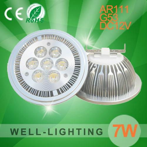 G53 ES111 QR111 AR111 LED lamp 7W Spotlights, led AR111 light 7*1W AC85-265V/DC