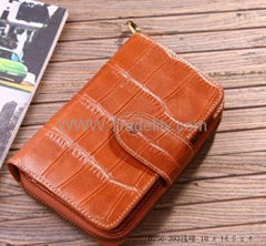 Printed Leather Zip-around wallet Passport holder 0256-393 in Light-coffee