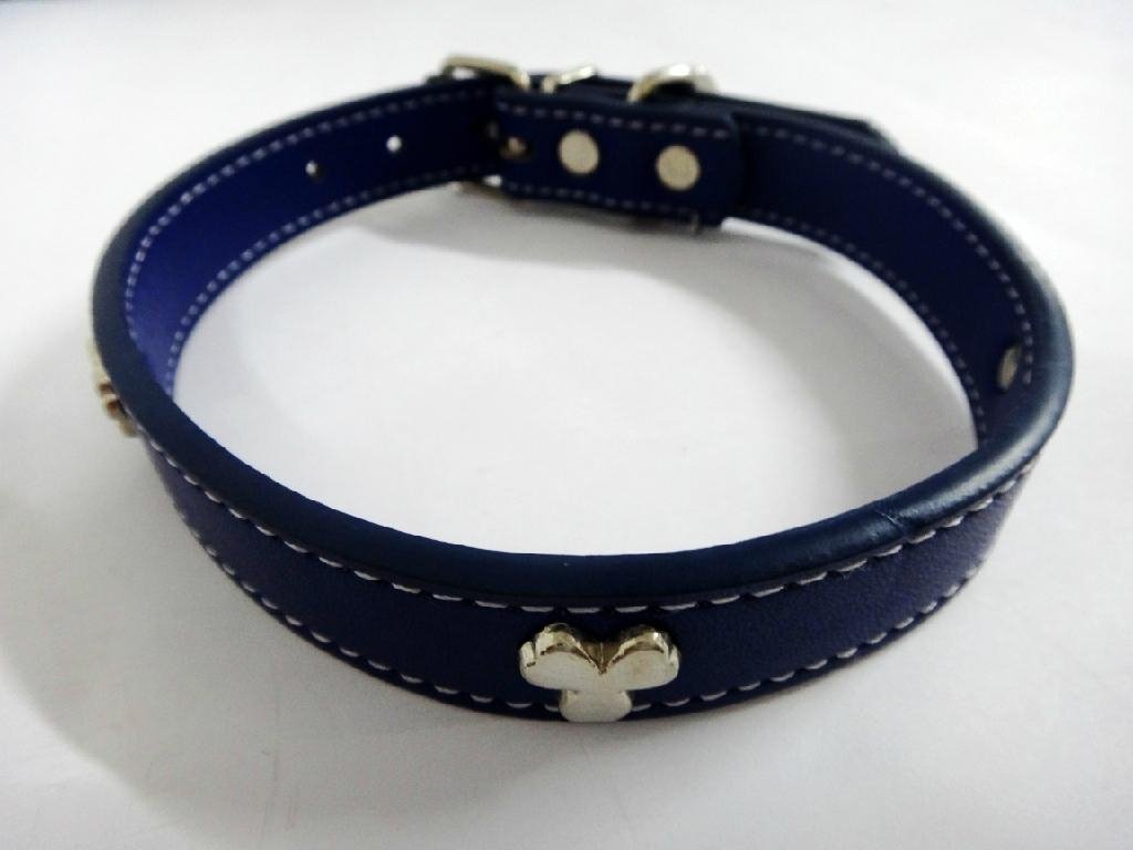 Dark blue fashion leather dog collar