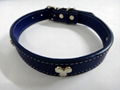 Dark blue fashion leather dog collar 1