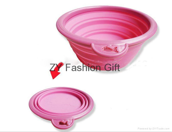 Portable and fashinable and unbreakable silicone dog bowl 3