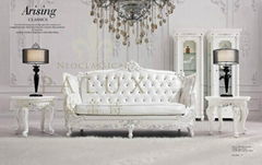 neoclaaic furniture / antique solid wood leather sofa 