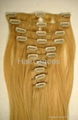 100% Human Hair Clips in extension clips on extension Pre-bonded hair 1