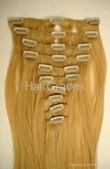 100% Human Hair Clips in extension clips on extension Pre-bonded hair