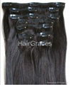 100% Human Hair Clips in extension clips on extension Pre-bonded hair 2