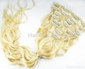 100% Human Hair Clips in extension clips on extension Pre-bonded hair 3