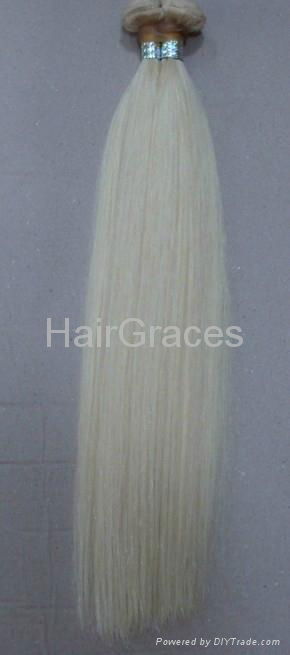 100% human hair Brazilian Remy Straight Weft Weave Weaving 22inch Blonde 613# 2