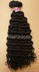 100% human hair Indian Remy Curly Weft Weave Weaving 24inch Black 1B#