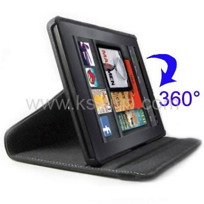 360 Degree Rotatable Leather Case with Holder for Amazon Kindle Fire