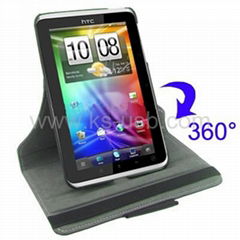 360 Degree Rotatable Leather Case with Holder for HTC Flyer