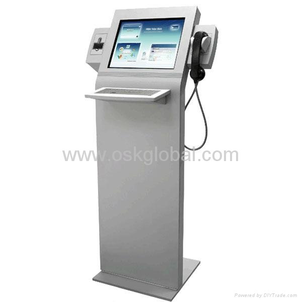 Free-Standing Touchscreen Internet Kiosk With Metal Keyboard and Coin Acceptor