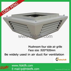 Mushroom air grille for evaporative air cooler