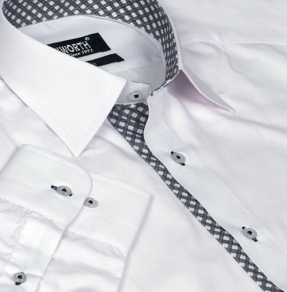 Xcite White Shirt with Black + White Check Innerts