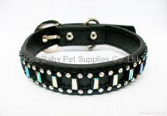 Crystal pu pet collar    