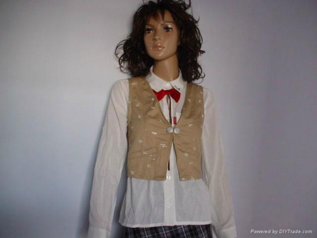 girls suits pure white shirts and khaki vest