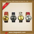 2012 New Style Leather Strap Slap Watch With The Shinny Face Crystal Dial