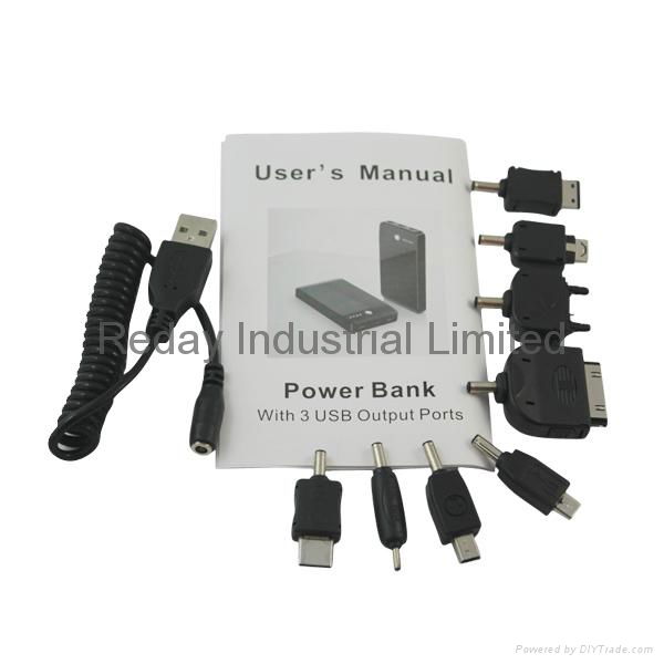 Mobile Power Bank with 3 USB Ports for iPad and Mobile Phone 5