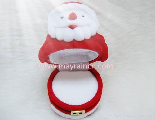 聖誕老人植絨首飾品耳環情侶對戒指盒 2