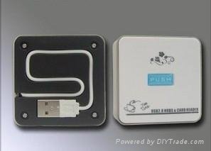 New Style USB2.0 Push Combo for All in 1 Card Reader with HUB 2