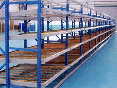 Metal rack with flow roller