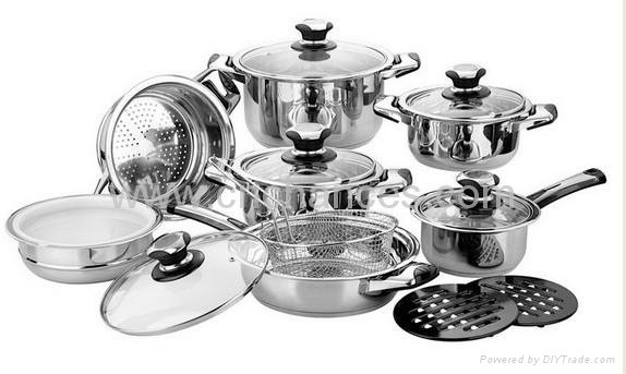 16Pcs Stainless Steel Cookware Set