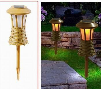 Solar bamboo garden light