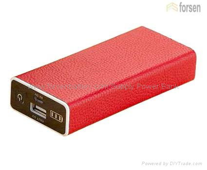 5000mAh Portable power bank with premium leather casing of perfect power charger