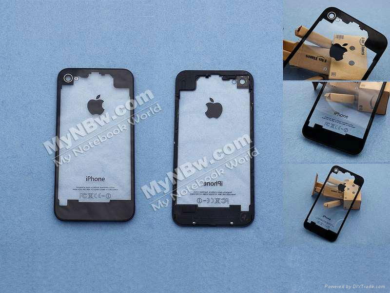 Transparent Back cover Repair Parts for iphone4 BLACK 