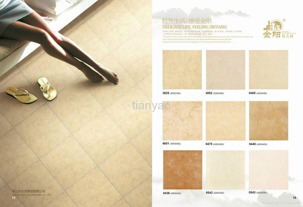 Supply 400x400mm bathroom un-polished ceramic tile 2