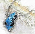 Fashion Charm Crystal Blue Butterfly Pendant Necklace 1