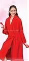 Red coral fleece bathrobe