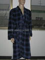 Men's checked coral fleece bathrobe 1