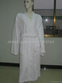  white stripe checked coral fleece bathrobe 1