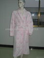 pink hearted jacquard checked coral fleece bathrobe 1