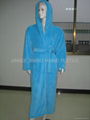 hooded blue coral fleece bathrobe