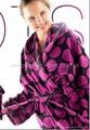 black and pink dot printed coral fleece bathrobe 1