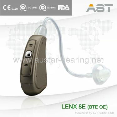 LENX 8E open fit sound amplifier with hearing aid tubes  