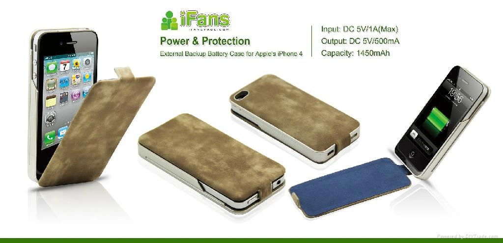 Leather Battery Case for iPhone 4/4S 5