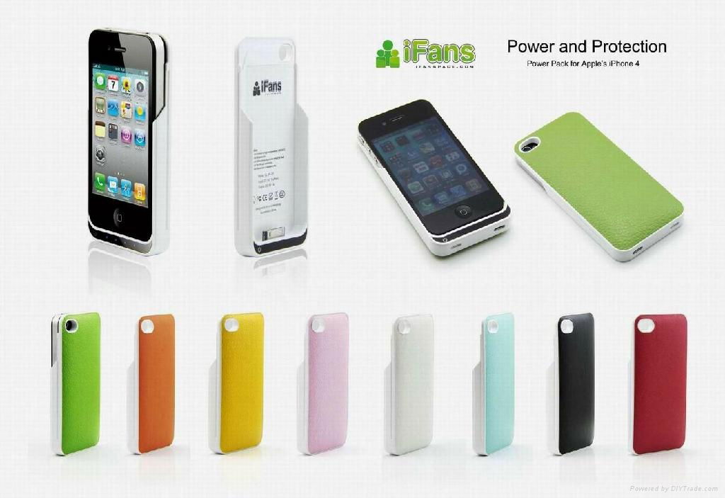 External Leather Battery Case for iPhone 4/4S