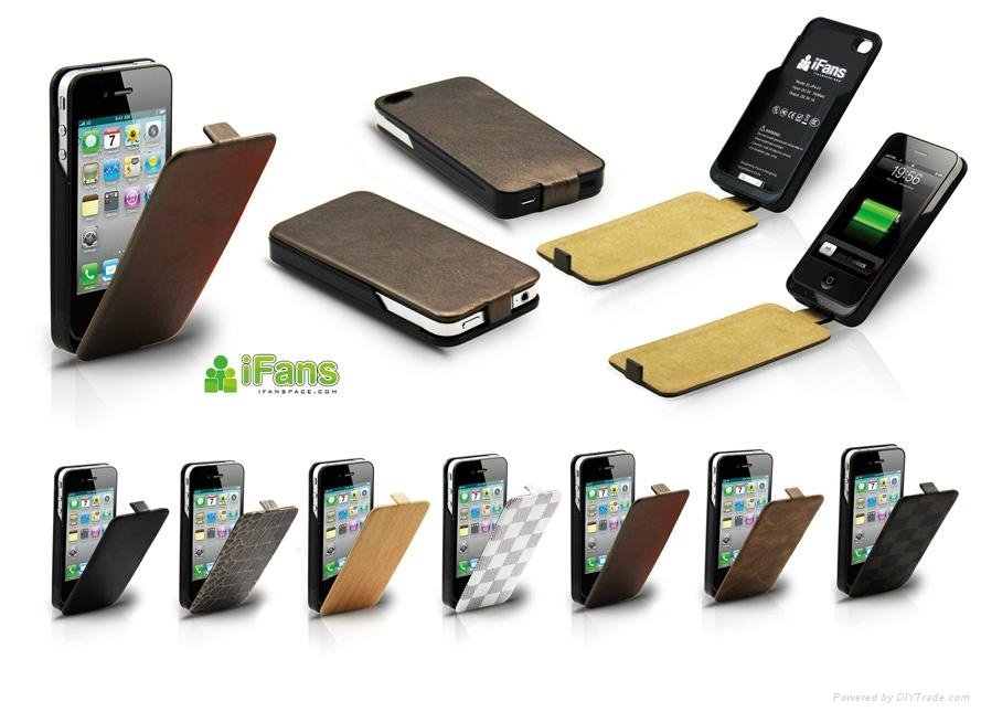 Leather Battery Case for iPone 4/4S 5