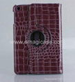 Crocodile auto sleep 360 degree rotating leather stand case for iPad mini