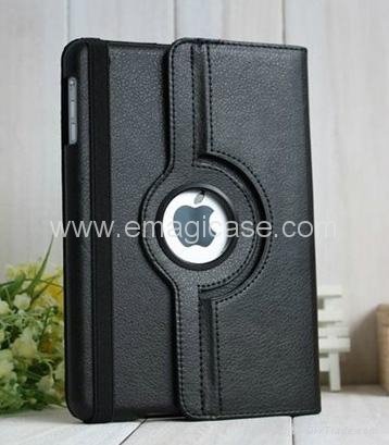 360 degrees rotatable PU leather folder cases for iPad mini