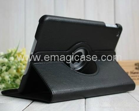 360 degrees rotatable PU leather folder cases for iPad mini 2