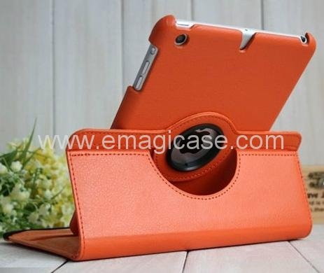 360 degrees rotatable PU leather folder cases for iPad mini 4