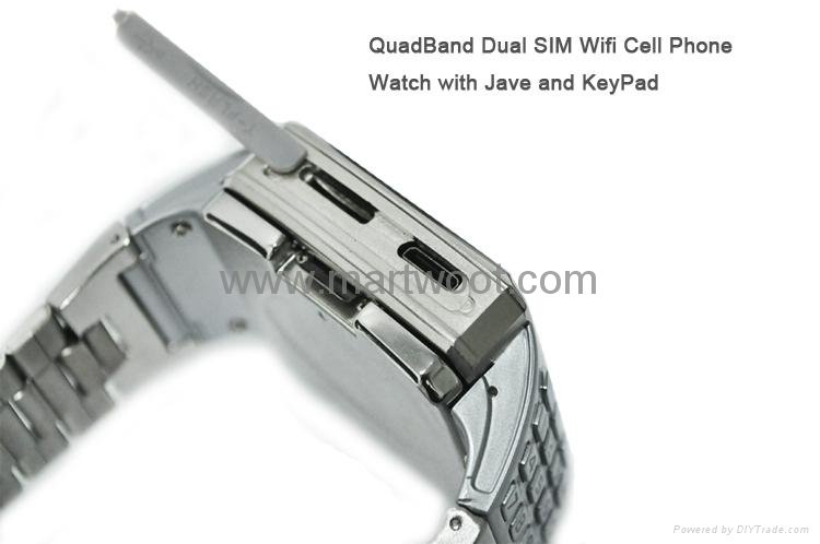 QuadBand Dual SIM Wifi Cell Phone Watch with Jave and KeyPad 4