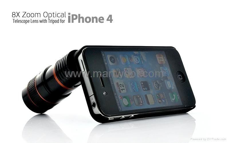 8X Zoom Optical Telescope Lens with Tripod For iPhone 4 2