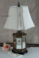 Antique Table Lamp Ancient City Coloured Glaze 