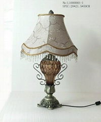 Antique Table Lamp Ivory white coloured glaze 